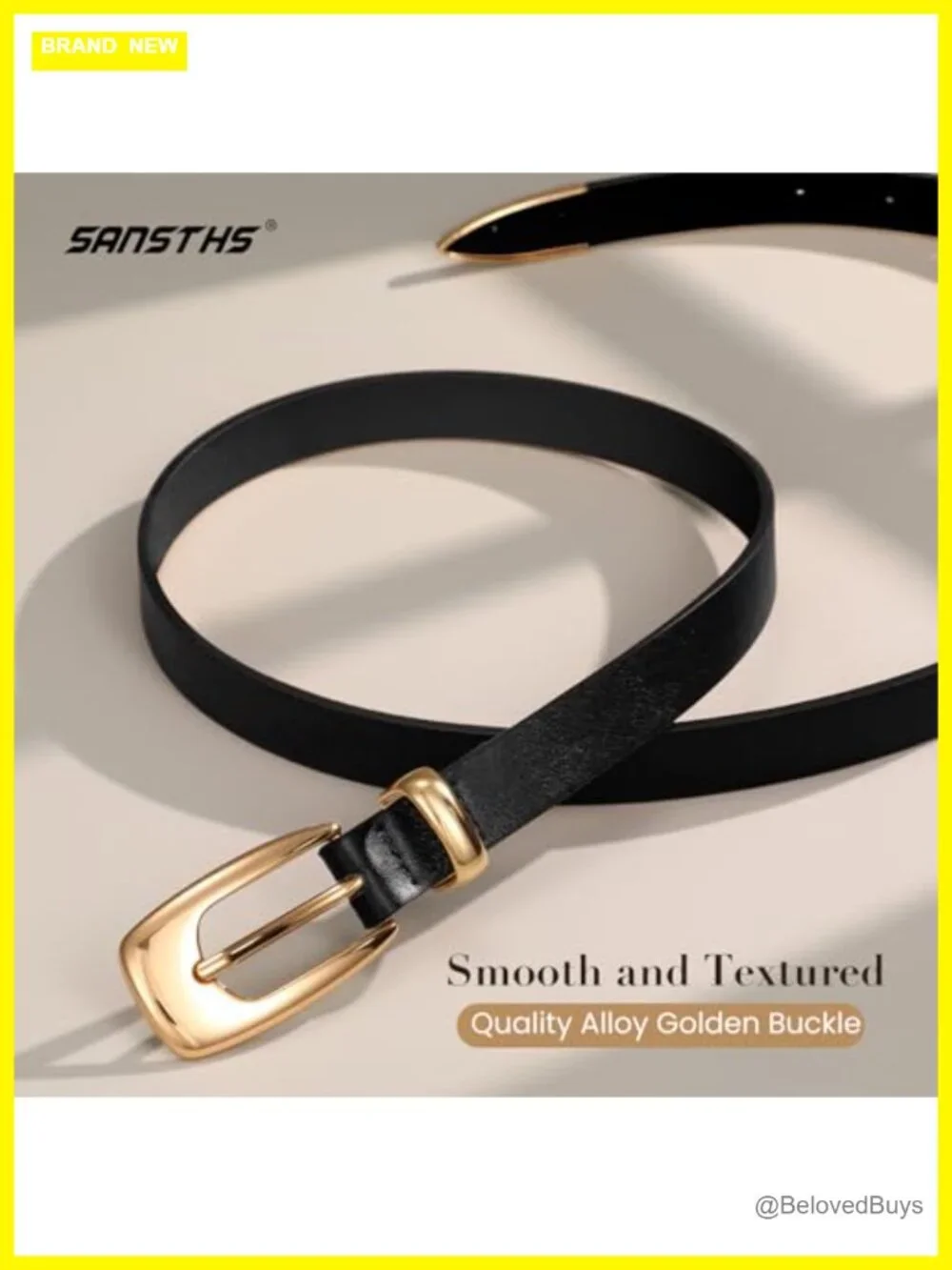 Women Skinny Faux Leather Belt with Gold Buckle for Jeans and Dresses